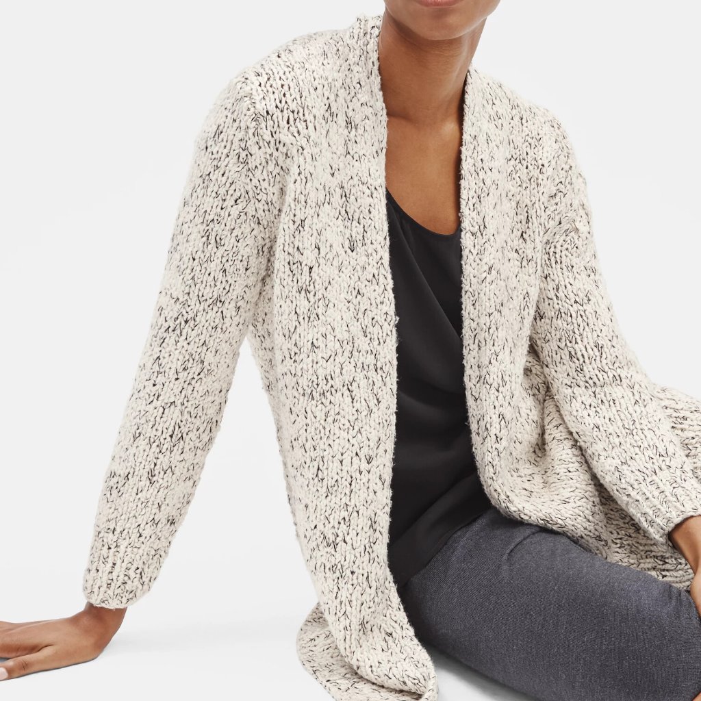 Eileen Fisher Peruvian Organic Cotton Long Cardigan In Neutral S. Xl